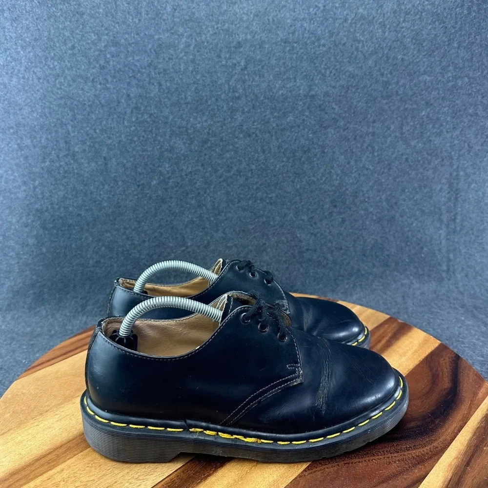 Vintage Doc Dr Martens 1461 59 Three Hole Black Made In England US M5 W6